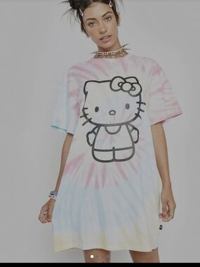 Sanrio Tie-Dye Tee with Pink, Yellow and Blue Accents